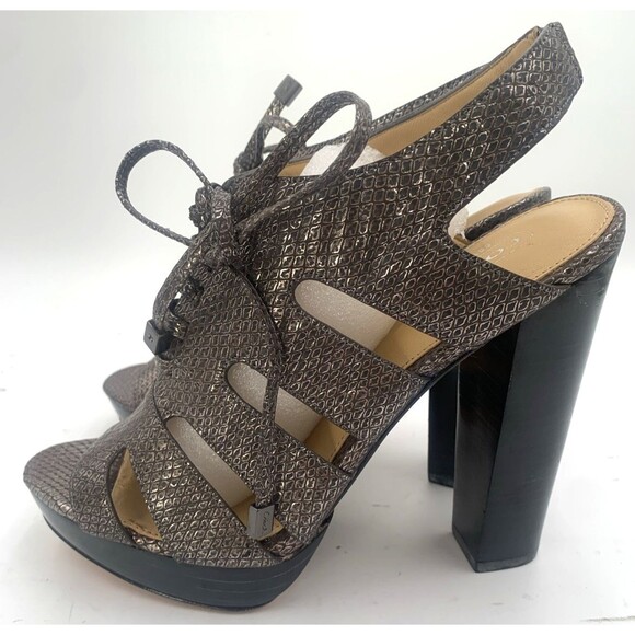 Coach Women’s Moreen Metallic Pewter Leather Y2K Vintage Heels Sandals Size 8B - Picture 5 of 13